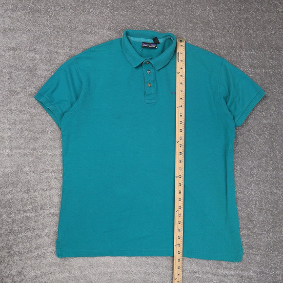 VTG Patagonia Logo Made in USA Large Blue Short Sleeve Collared Polo Shirt - Picture 3 of 10